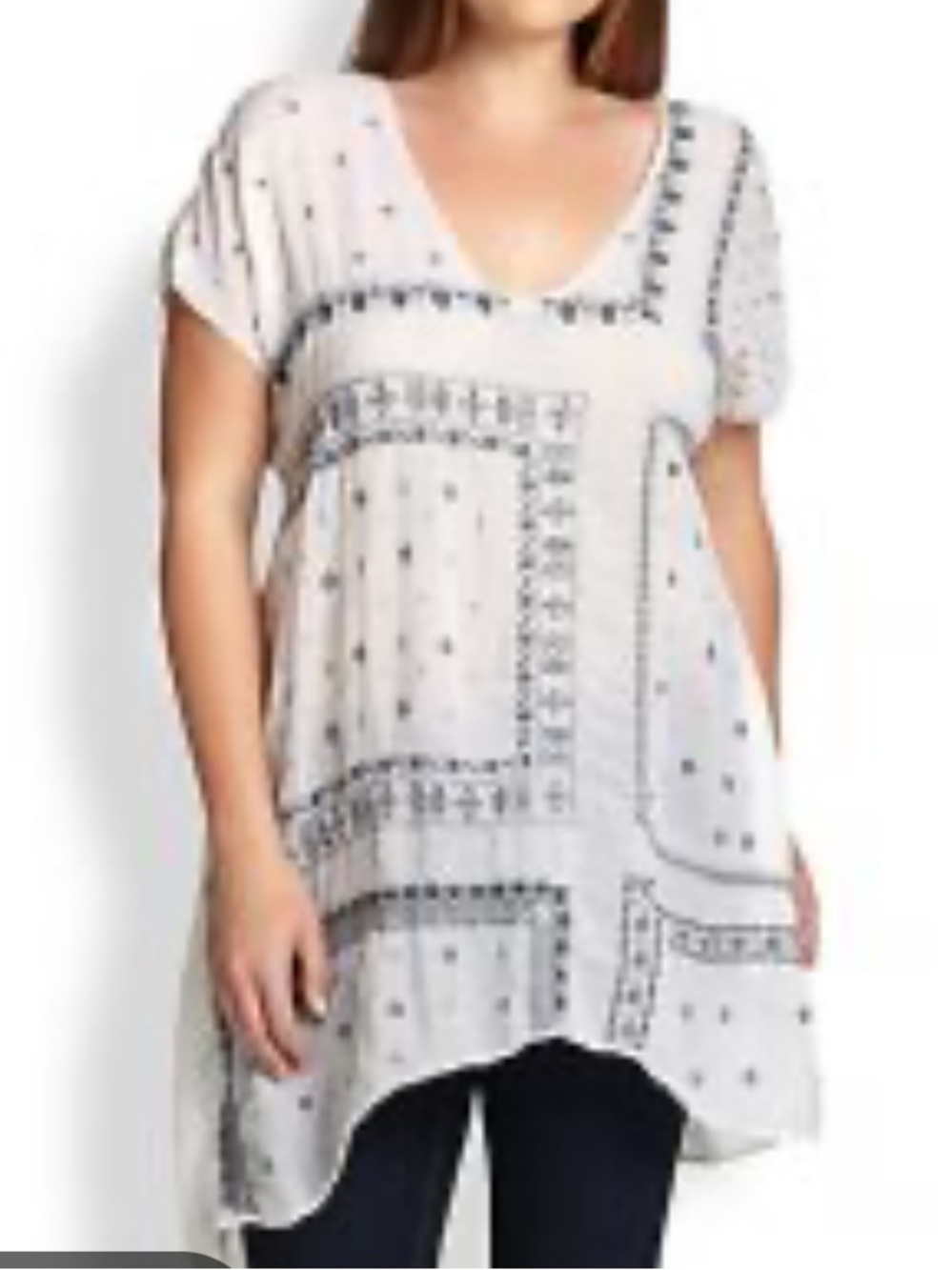 Johnny Was blue gray embroidered white mini dress swim cover